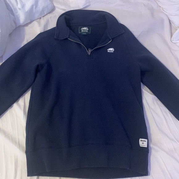 xs navy blue roots quarter zip - Picture 3 of 3